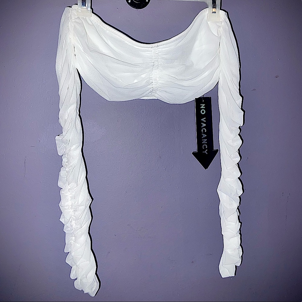 Mesh off the shoulder crop top